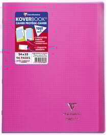 Cahier polypro transparent - Format 24 x 32 cm - Koverbook - Clairefontaine - 96 pages - Rose