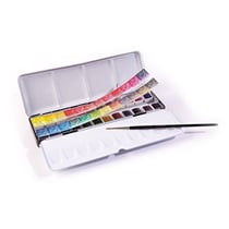 Coffret métal aquarelle 24 demi-godets + 1 pinceau - Sennelier