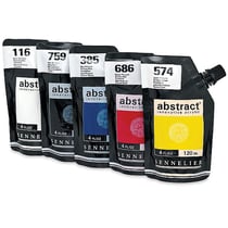 Lot de 5 poches 120 ml de peinture acrylique Sennelier - Abstract - Couleurs primaires - Fine - Opaque