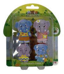 Lot de 4 personnages Famille Eléphant