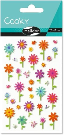 Sticker Cooky 3D autocollant Maildor - Fleurs - 37 unités