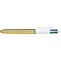 Stylo-bille - 4 Couleurs - Shine - Pointe moyenne 1.0 mm - BIC - Doré