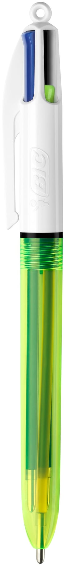 Stylo bille 4 couleurs BIC - Fluo - Noir, bleu, rouge, jaune - Pointe moyenne
