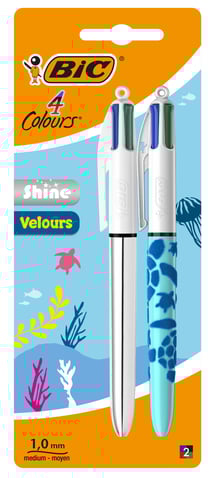1 Stylo 4 couleurs Shine & 1 stylo 4 couleurs Velours BIC - Pointe Moyenne