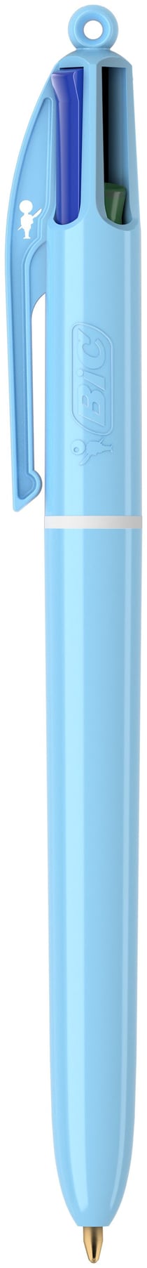 Stylo bille 4 couleurs Bic - Pastel - Modèles aléatoires - Pointe moyenne - 1 pièce