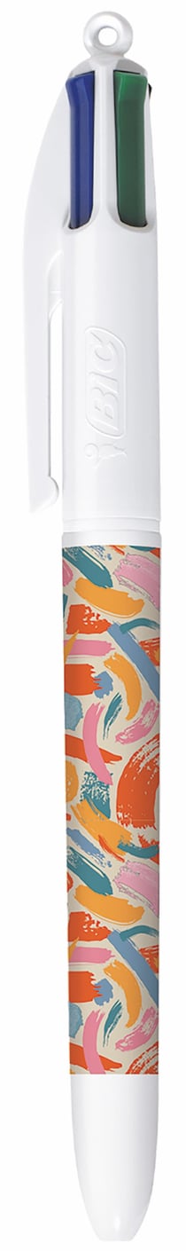 Stylo bille 4 couleurs BIC exclusivité Cultura - Inspiration artiste - Bleu, noir, rouge, vert - Paint Abstract - Pointe moyenne