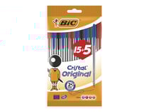 Lot de 20 stylos bille - Couleurs classiques - Cristal Original - Pointe moyenne - Bic