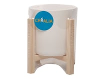 Pot en porcelaine avec support en bois Créalia