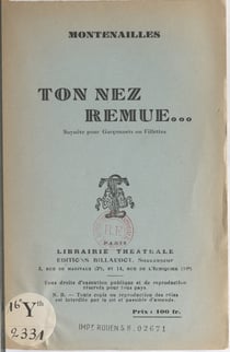 Ton nez remue... - Saynète pour garçonnets ou fillettes
