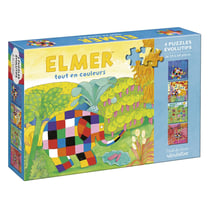 4 Puzzles évolutifs - Elmer tout en couleurs