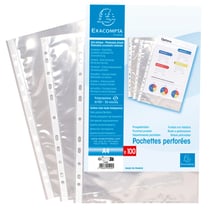 Lot de 10 pochettes perforées A4 - A soufflets avec rabat - Plastique -  Exacompta - Pochettes Plastiques - Protection document