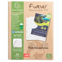 Lot de 100 pochettes perforées 21 x 29,7 cm PP recyclé Exacompta - Forever
