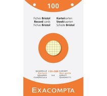 Étui de 100 fiches Exacompta - bristol quadrillé 5x5 perforé - 125x200mm - Couleurs assorties