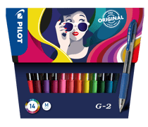Pochette de 14 Roller encre gel - G-2 - Pointe moyenne - Pilot