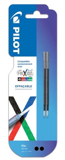 Lot de 2 recharges Pilot - Frixion Ball 4 colors - Noir - Pointe moyenne