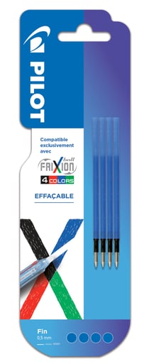 Lot de 4 recharges Pilot - Frixion Ball 4 colors - Bleu