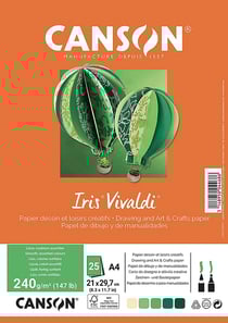 Iris® Vivaldi® - Canson - Papier dessin - A4 - 25 feuilles - crème/vert/marron - 240g/m²