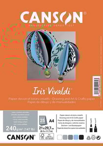 CANSON Iris Vivaldi - Papier dessin - A4 - 25 feuilles - gris - 240g/m²