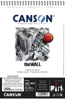CANSON The Wall A4+ - Album - reliure à anneaux métalliques - 210 x 314 mm - 30 feuilles - blanc