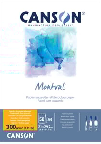 Bloc aquarelle Montval - 50 feuilles - A4 21x29,7cm - 300 g/m²