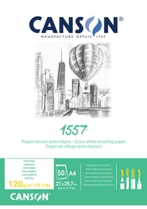 Bloc de 50 Feuilles collées sur 1 coté 1557 A4 120gr - Croquis