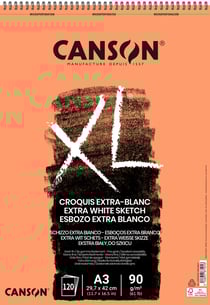 Bloc croquis à spirales extra blanc XL - A43 - 120 feuilles