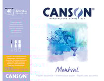 Bloc de 40 Feuilles collées sur 1 coté Montval 32x41 200gr - Grain Fin Blanc Naturel