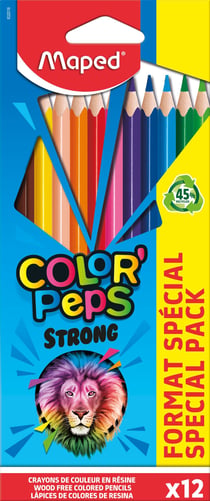 Lot de 12 crayons de couleur - Maped - Couleurs assorties - Color'Peps Strong
