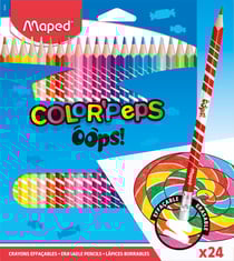 Lot de 24 crayons de couleur effaçables - Maped - Couleurs assorties - Color'Peps Oops!