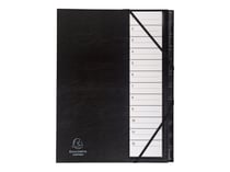 Trieur A4+ - 12 compartiments - Ordonator - Dos extensible - Carton - Exacompta - Noir