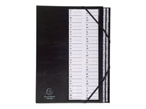 Trieur A4+ - 26 compartiments - Ordonator - Dos extensible - Carton - Exacompta - Noir