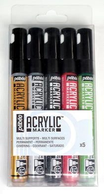 5 feutres Acrylic marqueurs - 1,2 mm - Couleurs Précieuses