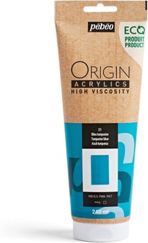 Tube 240 ml peinture acrylique Pébéo Origin Acrylics - Bleu turquoise