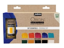 Lot de 10 tubes 60 ml peinture acrylique Pébéo Origin Acrylics - Set Essentiels