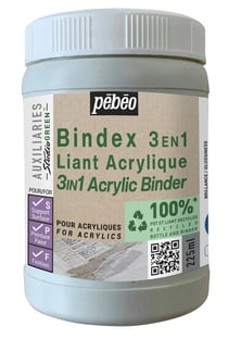 Pot 225 mL de liant acrylique Pébéo - Bindex 3-en-1 Studio Green