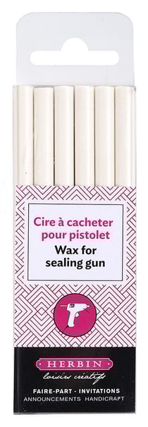 6 batons de cire à cacheter - extra blanc