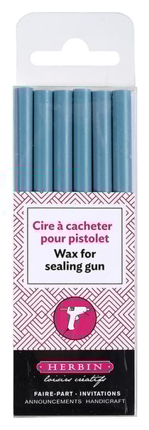 Blister 6 bâtons cire et pistolet turquoise