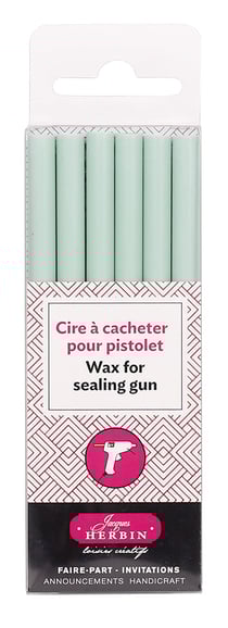 Blister 6 bâtons de cire et pistolet vert menthe