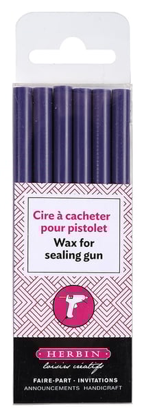 Blister 6 bâtons de cire et pistolet aubergine