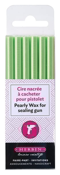 6 batons de cire à cacheter - vert amande nacré