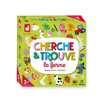 Jeu de Société Enfant - Jeu d'Observation - Mon Premier Cherche et Trouve la Ferme - 1 Plateau Recto-Verso + 20 Cartes Recto-Verso + 1 Dé en Bois