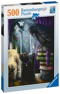 Puzzle 500 pièces - Chat noir et corbeau