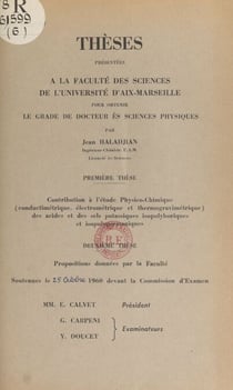 Contribution à l'étude physicochimique, conductimétrique, électrométrique et thermogravimétrique, des acides et des sels potassiques isopolyboriques et isopolygermaniques - Thèse présentée à la Faculté des sciences de l'Université d'Aix-Marseille pour ...