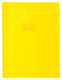 Protège-cahier + marque-page  + porte-étiquette Calligraphe - 24 x 32 cm - Jaune - Grain losange 18/100ème