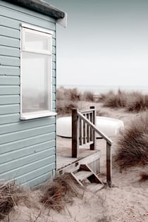 Toile - cabane sur plage - 30 cm x 45 cm