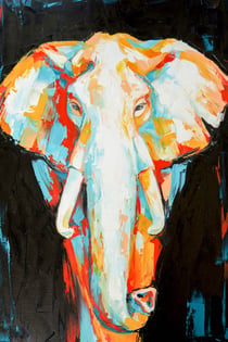 Toile - Eléphant coloré - 65 cm x 97 cm