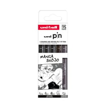 Lot de 5 feutres techniques pointes calibrées - Uni Ball - Noir - Manga Shojo