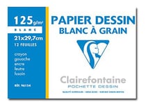 Pochette Papier Dessin à Grain assorti vif 12 feuilles A4 160g