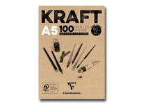 Bloc collé de 100 feuilles de Kraft brun - A5 - 90g