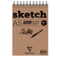 Bloc de dessin Clairefontaine - Marron - A5 14,8 x 21 cm - Sketch bloc spiralé - 100 feuilles